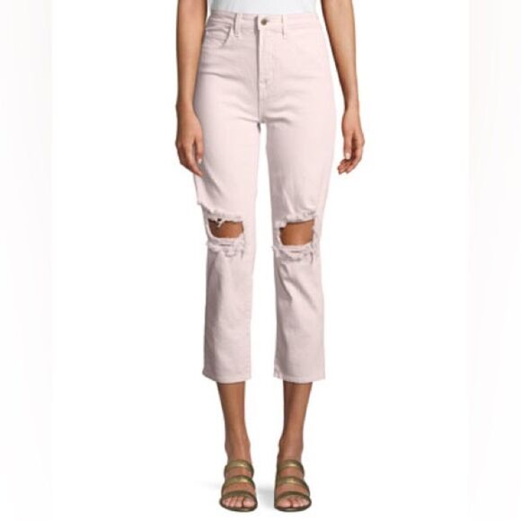 L’agence Audrina Cropped Distressed Straight-Leg High Rise Jeans Size 27 - Picture 1 of 7